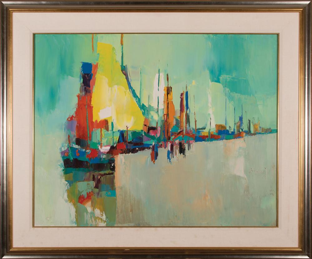 Appraisal: Nicola Simbari Italian - Green Harbor oil on canvas signed