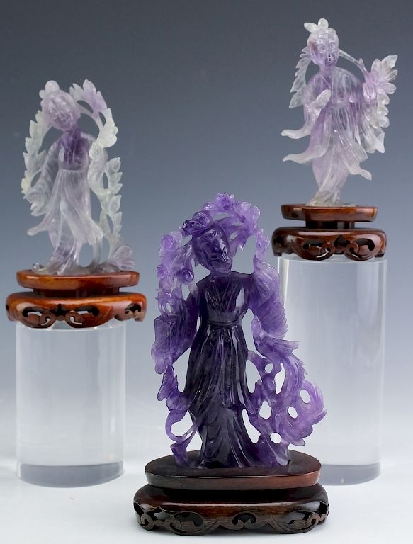 Appraisal: LOT Chinese Hand Carved Amethyst Quan Yin Statue Collection of