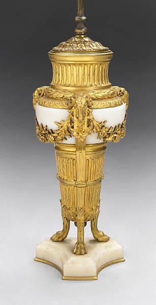 Appraisal: A French gilt bronze and marble table lamp F Barbedienne