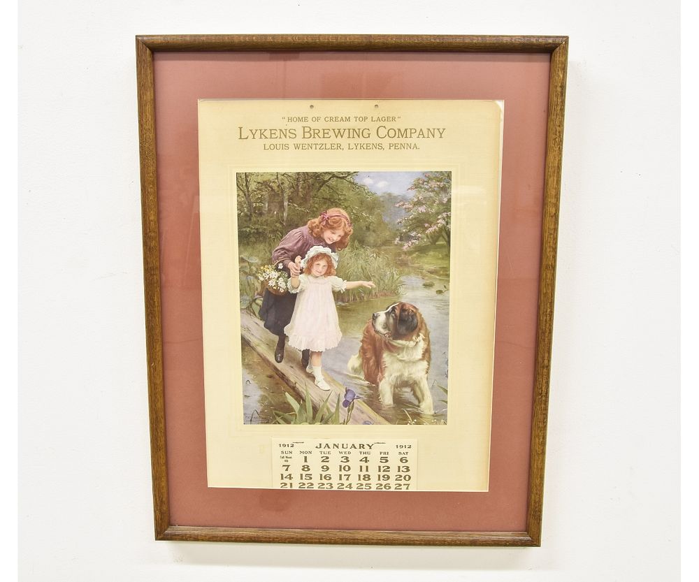 Appraisal: Advertizing Calendar Rare Lykens Brewing Co advertizing calendar artwork print