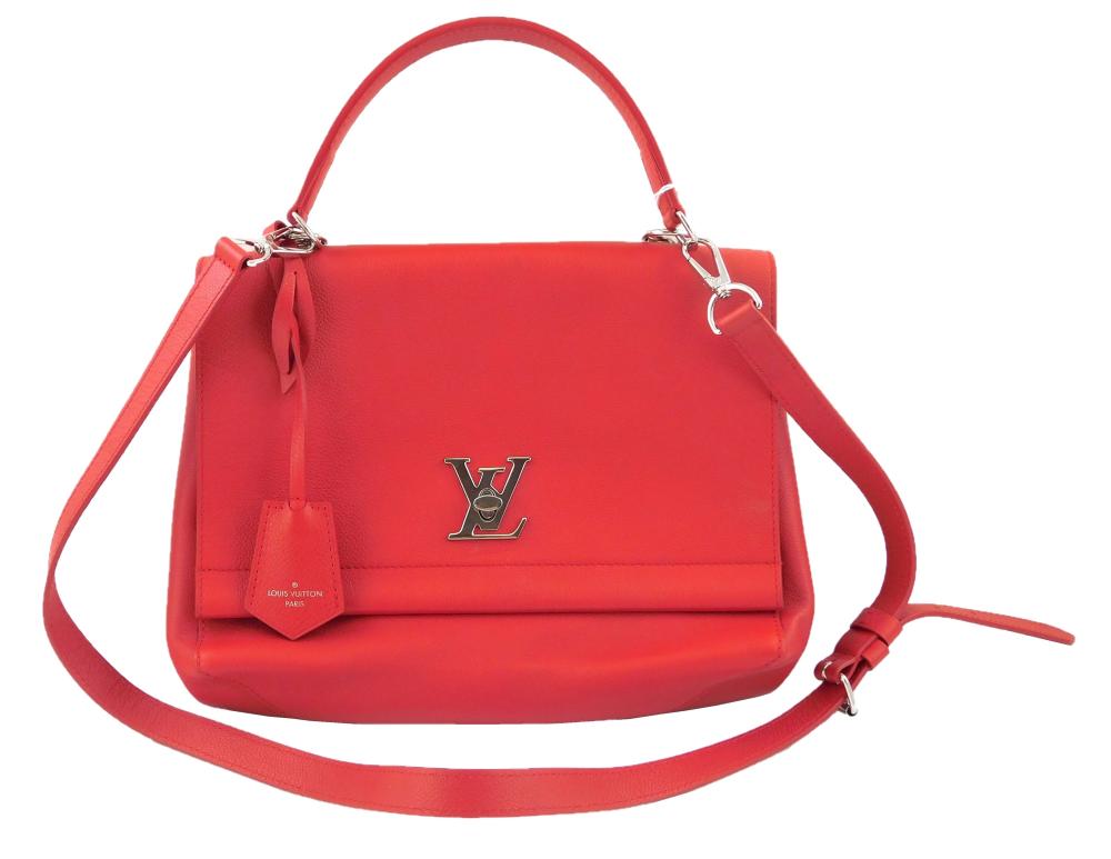 Appraisal: Louis Vuitton Lockme II handbag red leather silver hardware flap