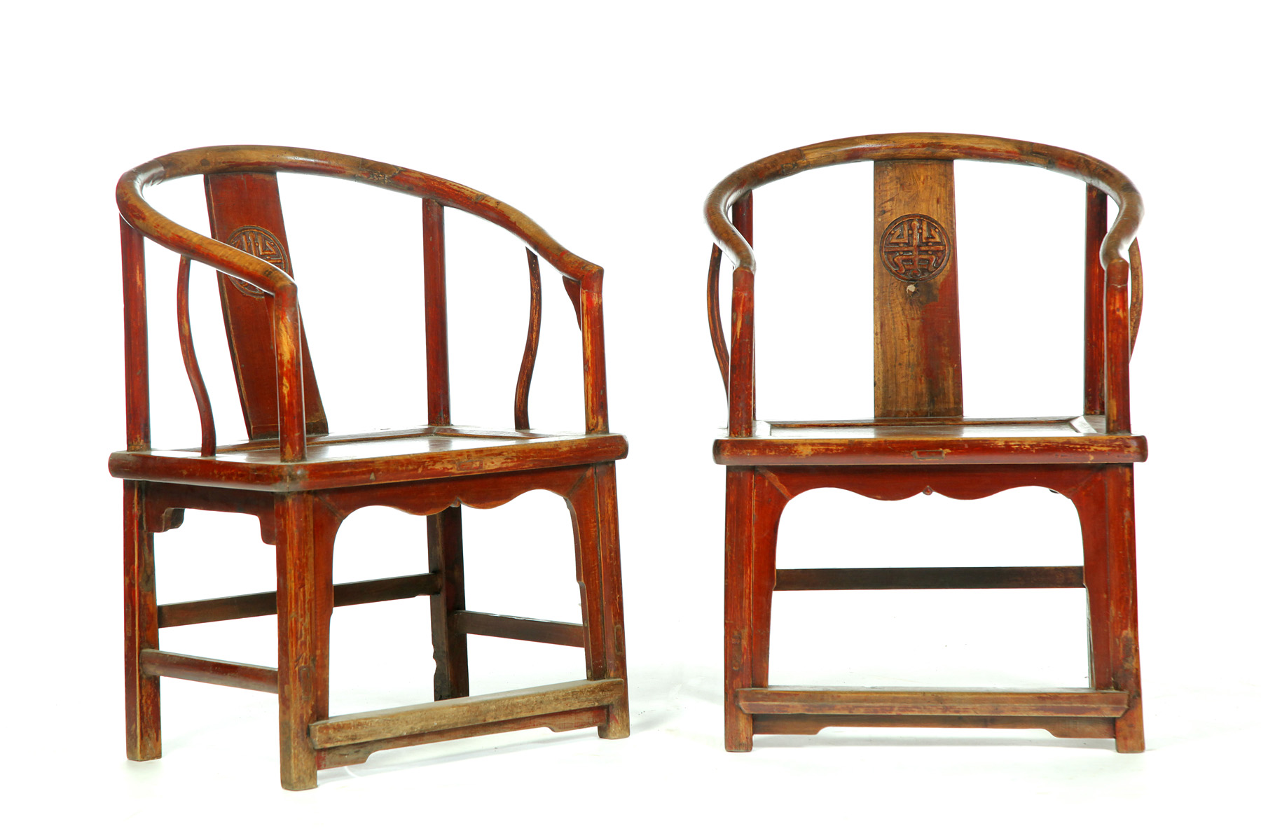 Appraisal: PAIR OF CHINESE ARMCHAIRS Late th-early th century elm Mortised