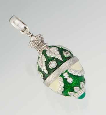 Appraisal: An Italian k Gold and Enamel Egg Pendant k white