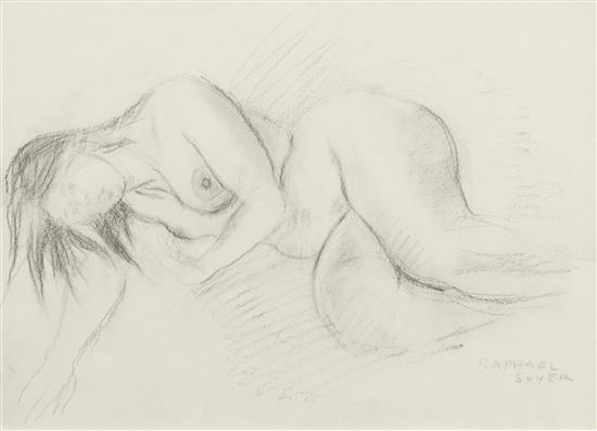 Appraisal: Sale Lot Raphael Soyer American - Nude Study charcoal on