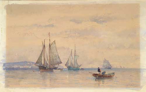 Appraisal: MAURITZ FREDERICK H DEHAAS American - SHIPS IN HARBOR Unframed