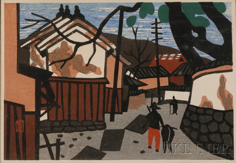 Appraisal: Saito Kiyoshi Village signed in pencil and with red seal