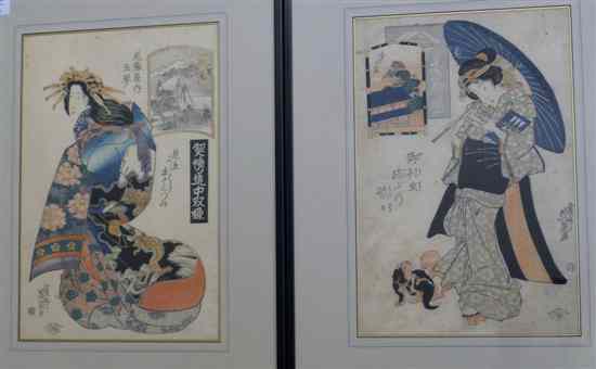 Appraisal: Eisen two woodblock prints Studies of Bejin x in Estimate