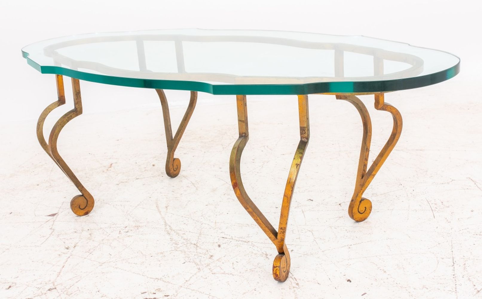 Appraisal: MAISON RAMSAY STYLE GILDED WROUGHT IRON LOW TABLE Hollywood Regency