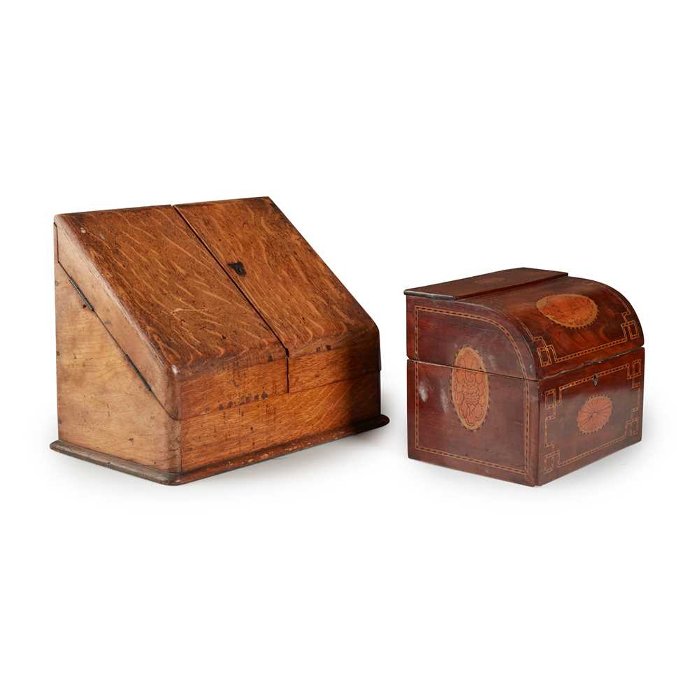 Appraisal: TWO VICTORIAN STATIONERY BOXES MID LATE TH CENTURY One mahogany