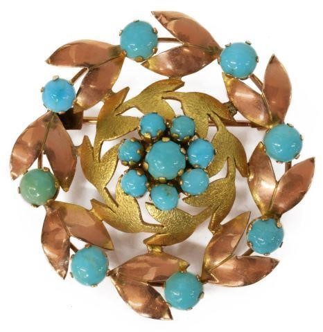 Appraisal: Victorian kt yellow and rose gold tested brooch wreath-form with