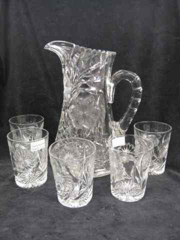 Appraisal: Libbey Cut Glass Water Set pitcher and tumblers fine floral