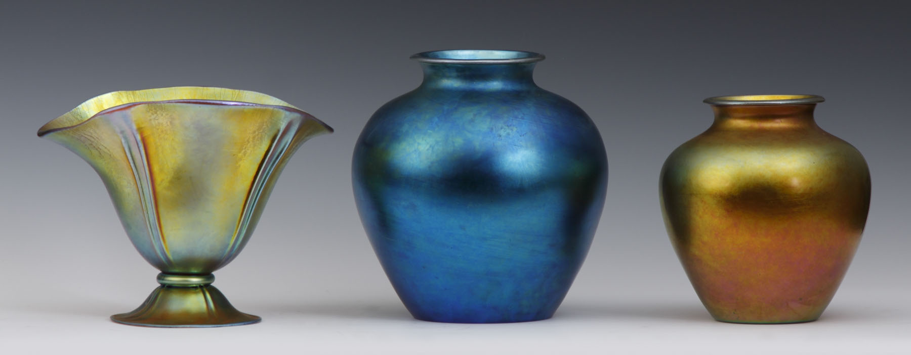 Appraisal: Sgn Steuben Blue Aurene Vase Small faint check in pontel