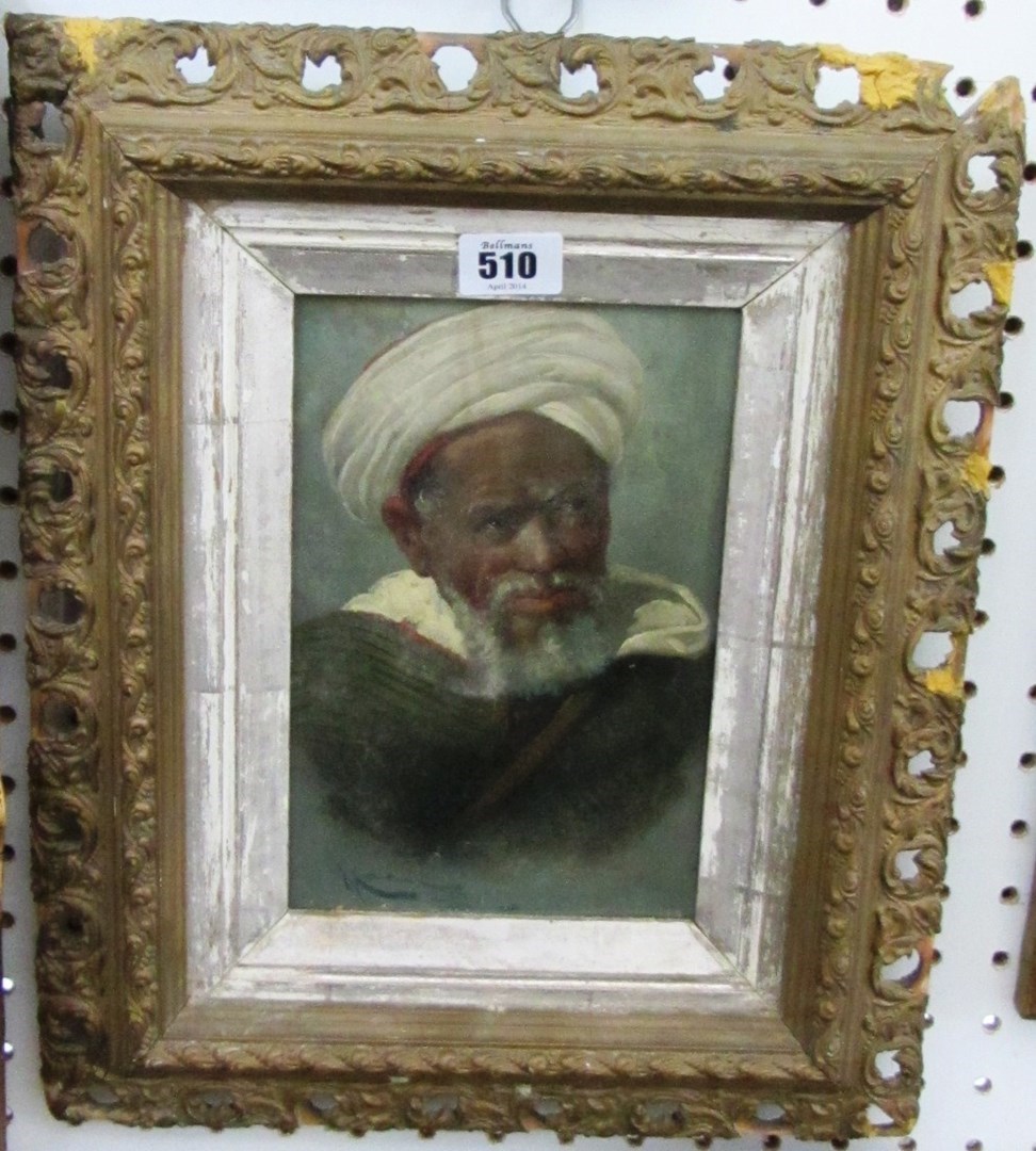 Appraisal: Enrique Marin - Study of an Arab man oil on