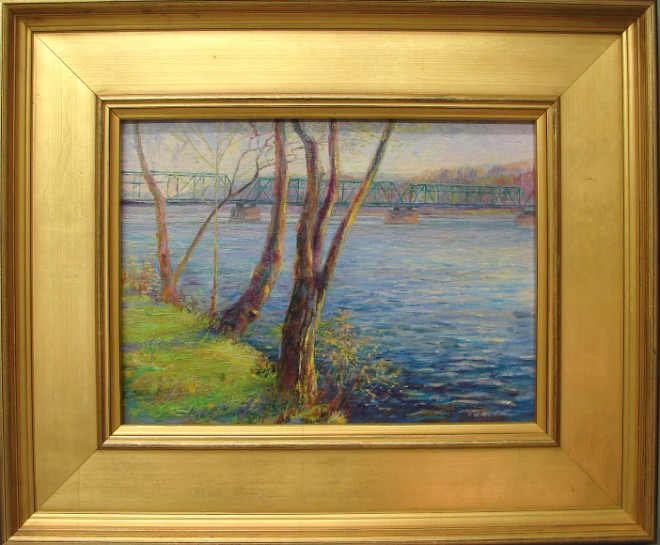 Appraisal: Irina Sharifi Lambertville Bridge oil on canvas x SLR I