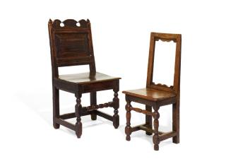 Appraisal: TWO JACOBEAN OAK CHAIRS TWO JACOBEAN OAK CHAIRS th century