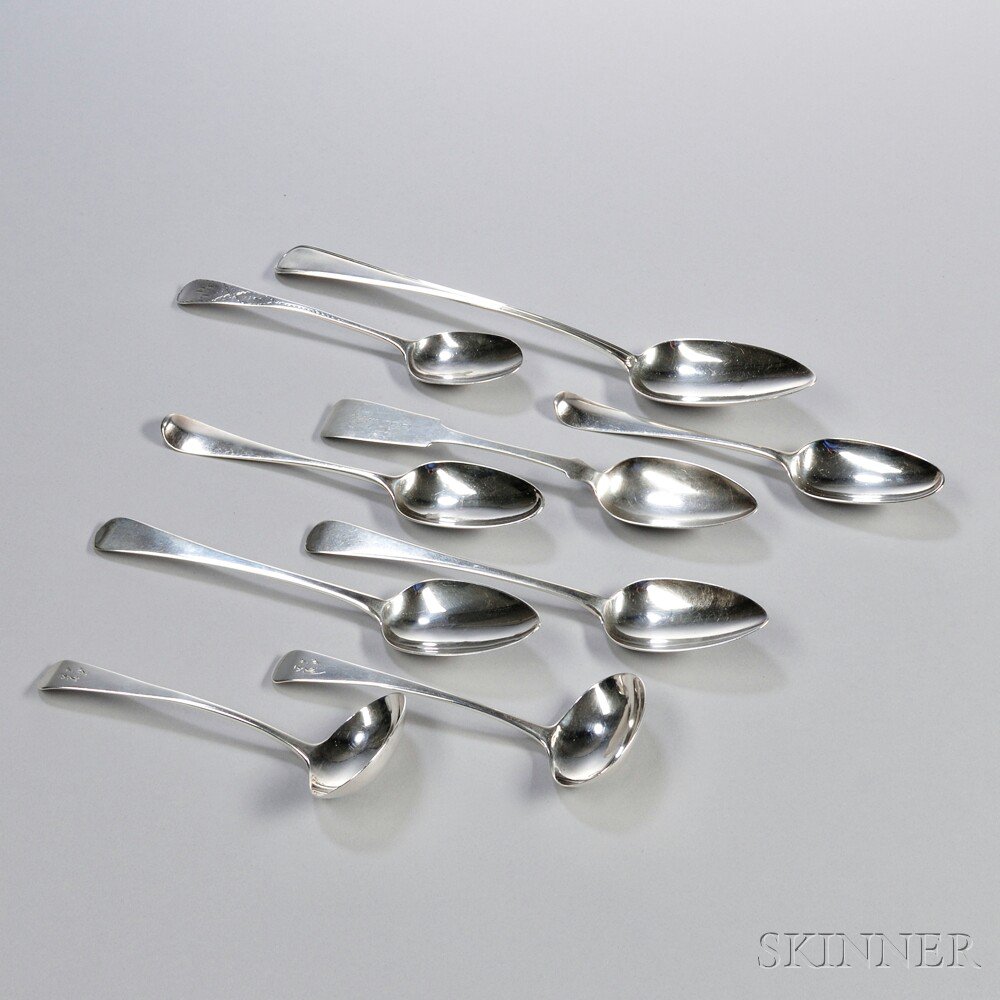 Appraisal: Eight Pieces of George III Sterling Silver Flatware all London