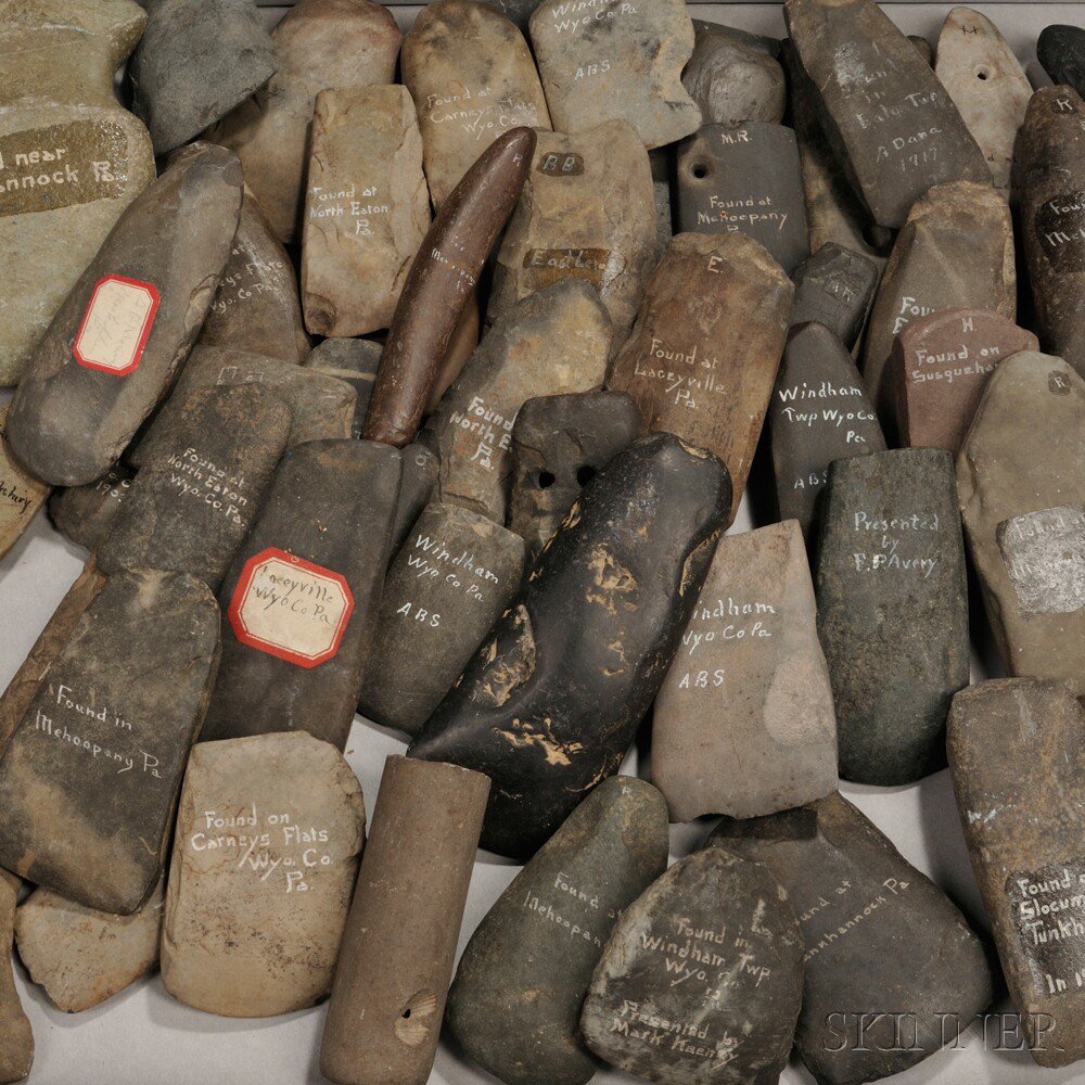 Appraisal: Approximately Fifty-five Prehistoric Stone Artifacts almost all labeled lg to