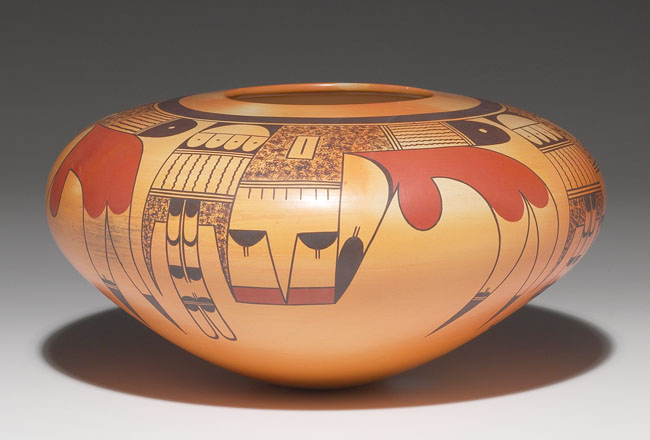 Appraisal: Hopi vase large broad shape with painted designs in brown