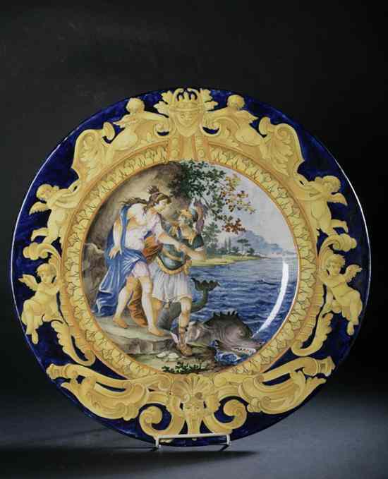 Appraisal: LARGE ITALIAN MAIOLICA CHARGER early-to-mid th century Depicting a Classical