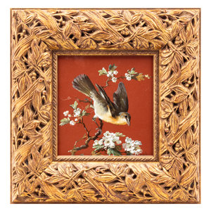 Appraisal: A Continental Porcelain Plaque with a Bird Late th Early