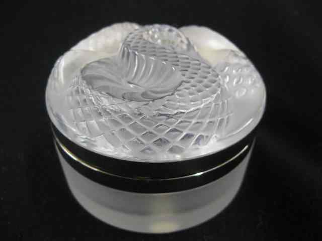 Appraisal: Lalique Crystal Dresser Box frosted snake decor on hinged cover