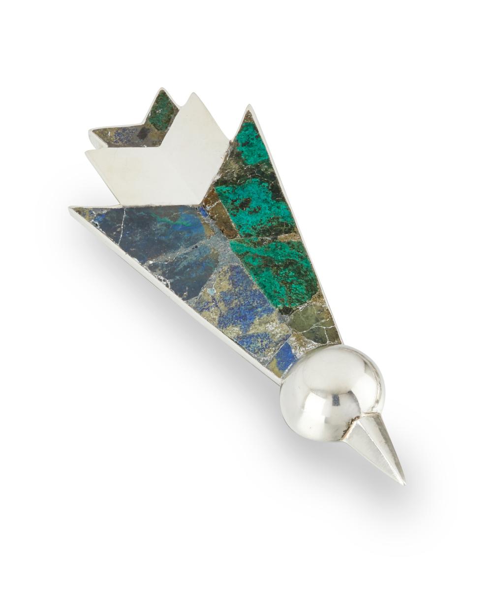 Appraisal: A William Spratling sterling silver and azurmalachite brooch - Third