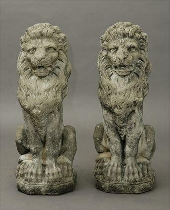 Appraisal: Pair of Cast-Stone Figures of Lions x x in