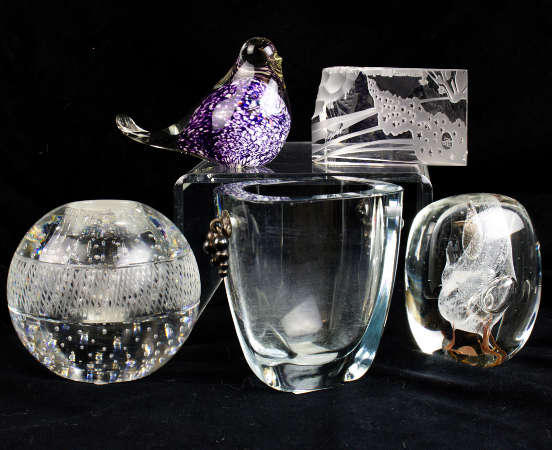 Appraisal: LOT OF SWEDISH STROMBERG GLASS AND SILVER MOUNTED VASE lot