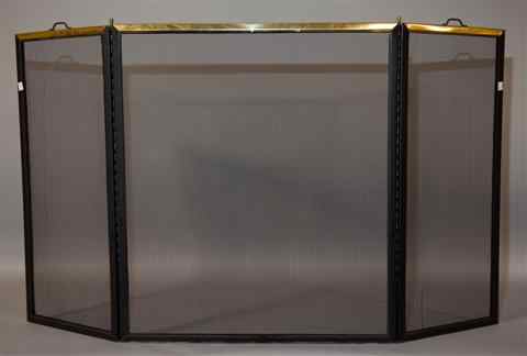 Appraisal: ENGLISH OR AMERICAN BRASS AND MESH THREE PANEL FIRE SCREEN