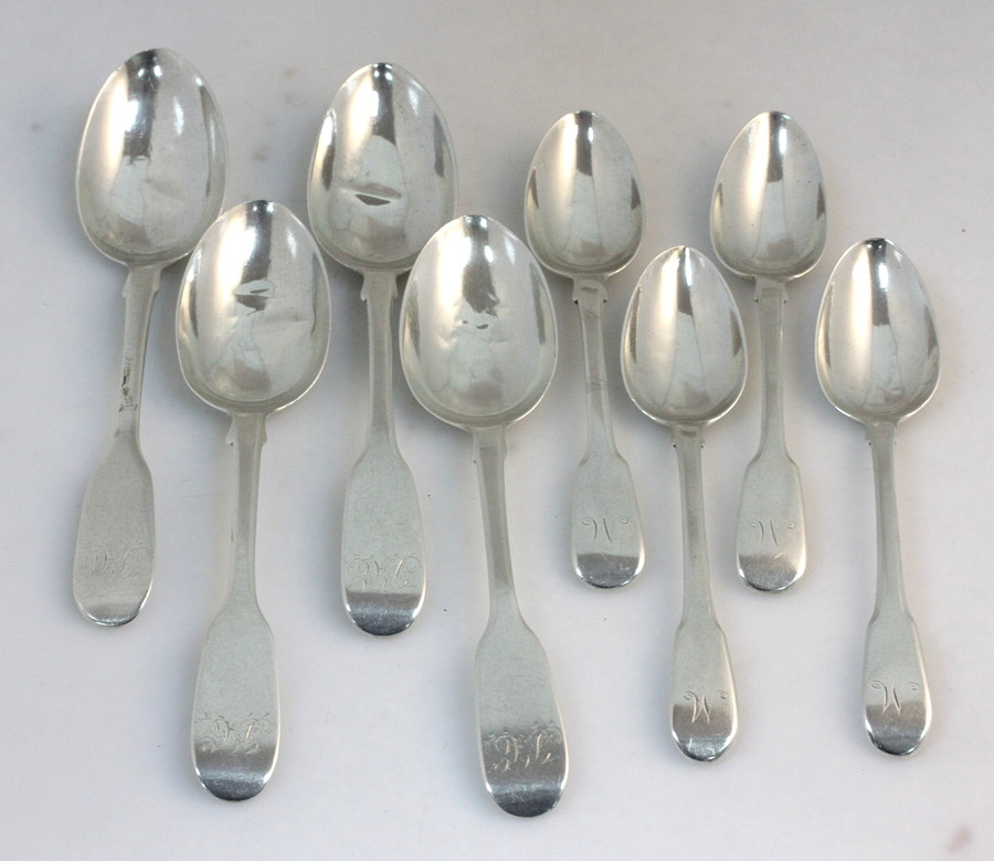 Appraisal: A collection of eight silver dessert and teaspoons early th