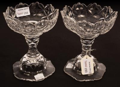 Appraisal: A pair of Victorian cut glass sweetmeat dishes with serrated