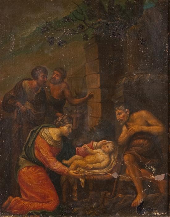 Appraisal: Flemish School th century Adoration of the Shepherds oil on