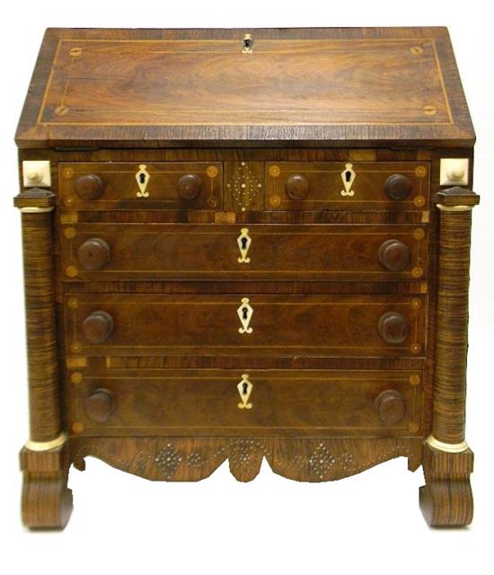 Appraisal: th C diminutive slant-lid desk possibly Anglo-Indian mahogany and mahogany