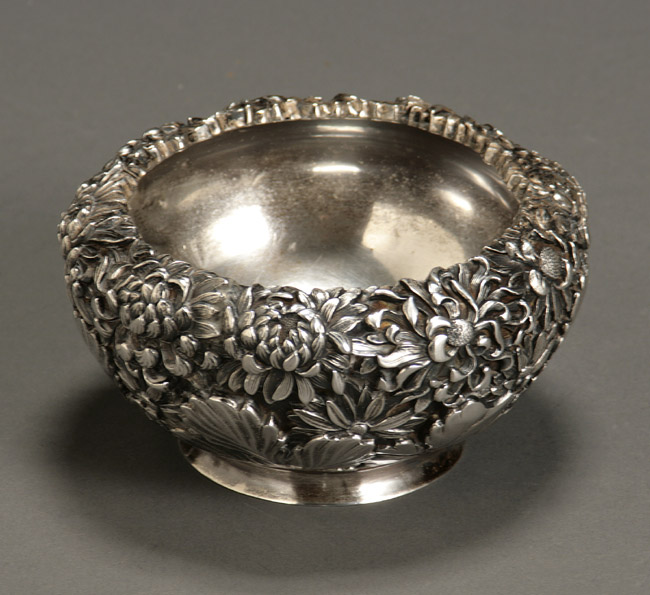 Appraisal: Japanese Repouss Silver Bowl First Quarter th Century Having a