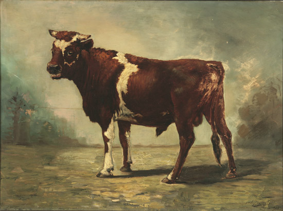 Appraisal: Jan Bogaerts Dutch - Study of a Bull Signed JF