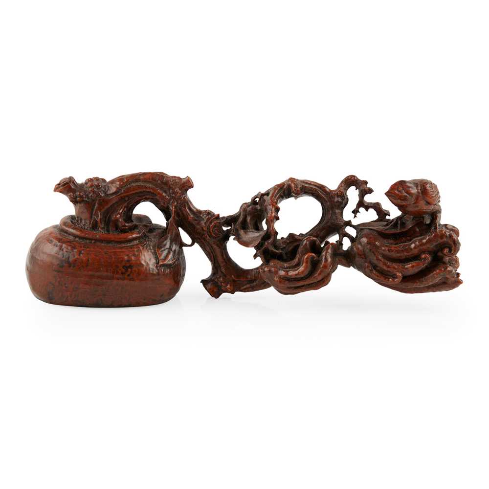 Appraisal: WOOD CARVING OF A BRUSH REST QING DYNASTY OR LATER