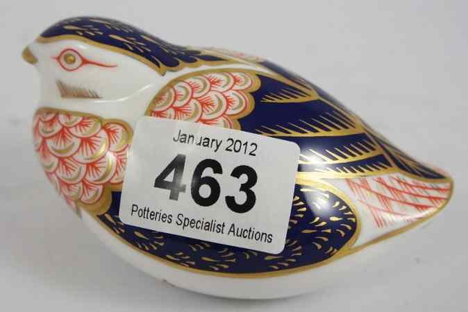 Appraisal: Royal Crown Derby Quail with Gold Stopper and Box