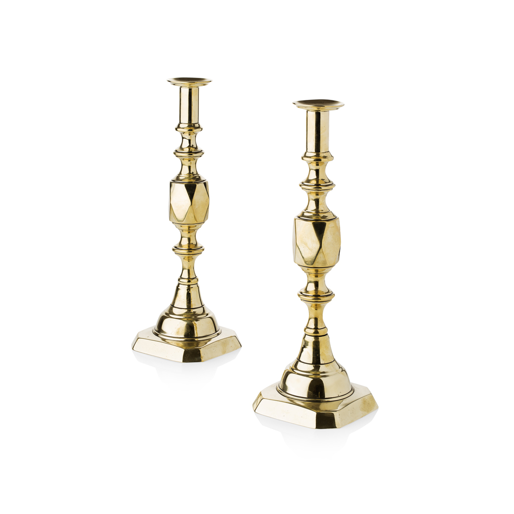 Appraisal: PAIR OF VICTORIAN 'ACE' BRASS CANDLESTICKS TH CENTURY of typical