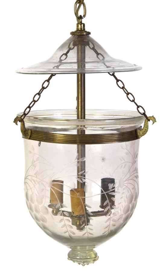 Appraisal: An Empire Style Gilt Metal Mounted Hanging Lantern having an