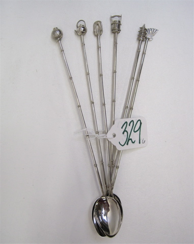 Appraisal: SIX JAPANESE SILVER COCKTAIL FORKS Silver having a variety of