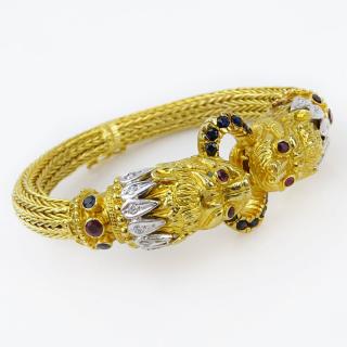 Appraisal: Ilias Lalaounis Greek Karat Yellow Gold Lion Head Bracelet with