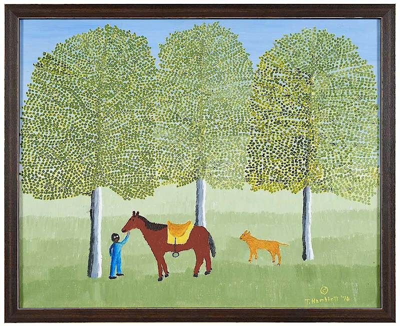 Appraisal: Theora Hamblett Mississippi - Horse Training signed T Hamblett oil