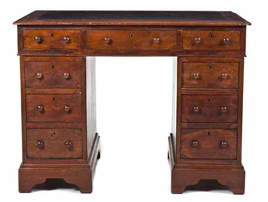 Appraisal: A George III Style Double Pedestal Desk having a rectangular