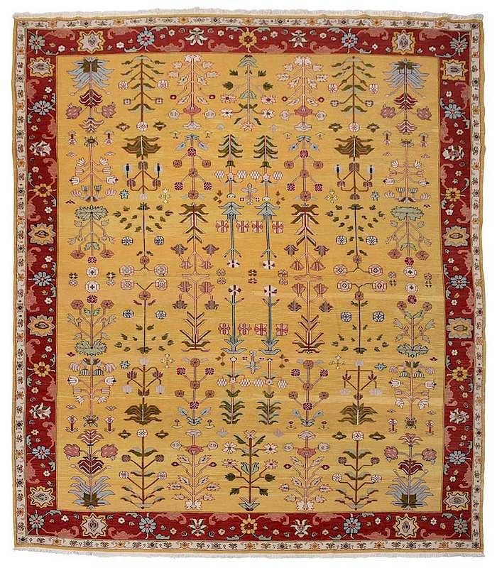 Appraisal: Soumak Carpet Turkish th century soumak weave yellow open field