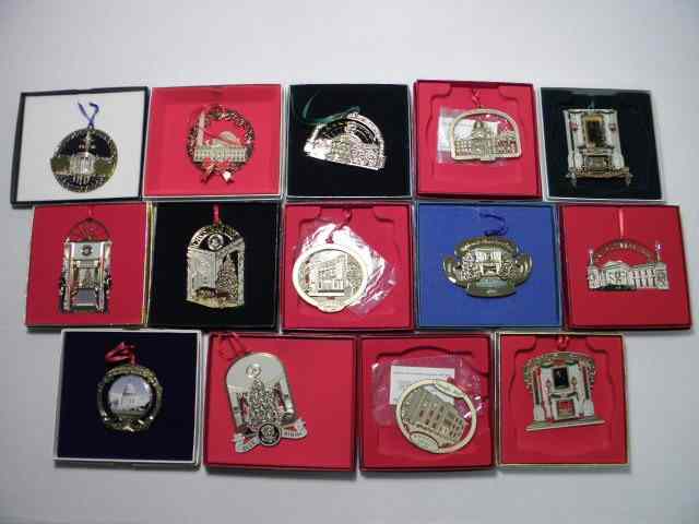 Appraisal: Lot of fourteen Secret Service commemorative White House holiday ornaments