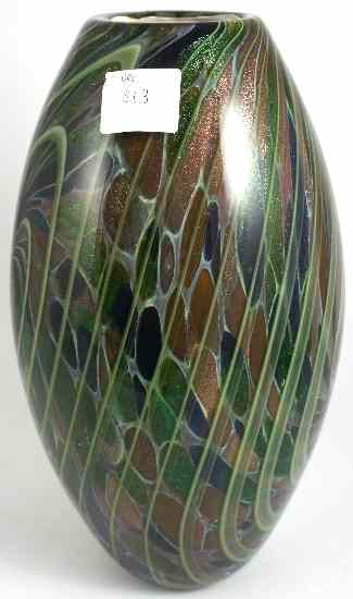 Appraisal: A Large Green Murano Vase with a Brown Glitter Effect