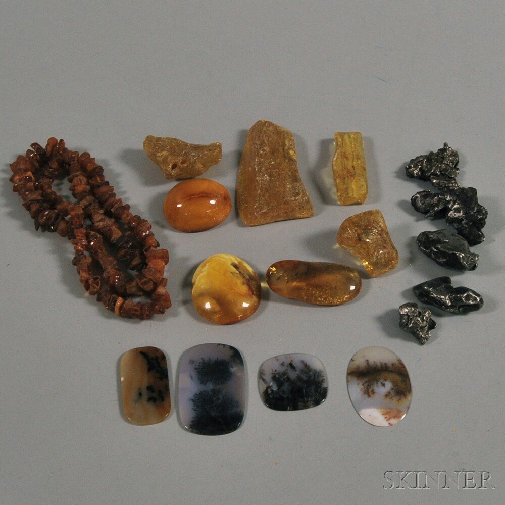 Appraisal: Group of Assorted Mostly Loose Stones seven amber specimens three