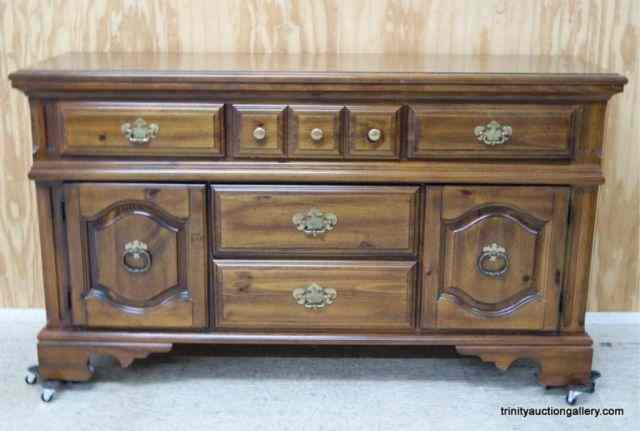 Appraisal: c Bassett Knotty Pine China Hutch - BuffetFrom the 's