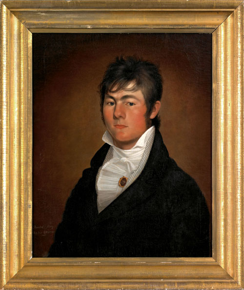 Appraisal: Cephas Thompson attributed American - oil on canvas portrait of