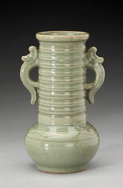 Appraisal: A Longquan celadon glazed stoneware vase Ming Dynasty Potted with